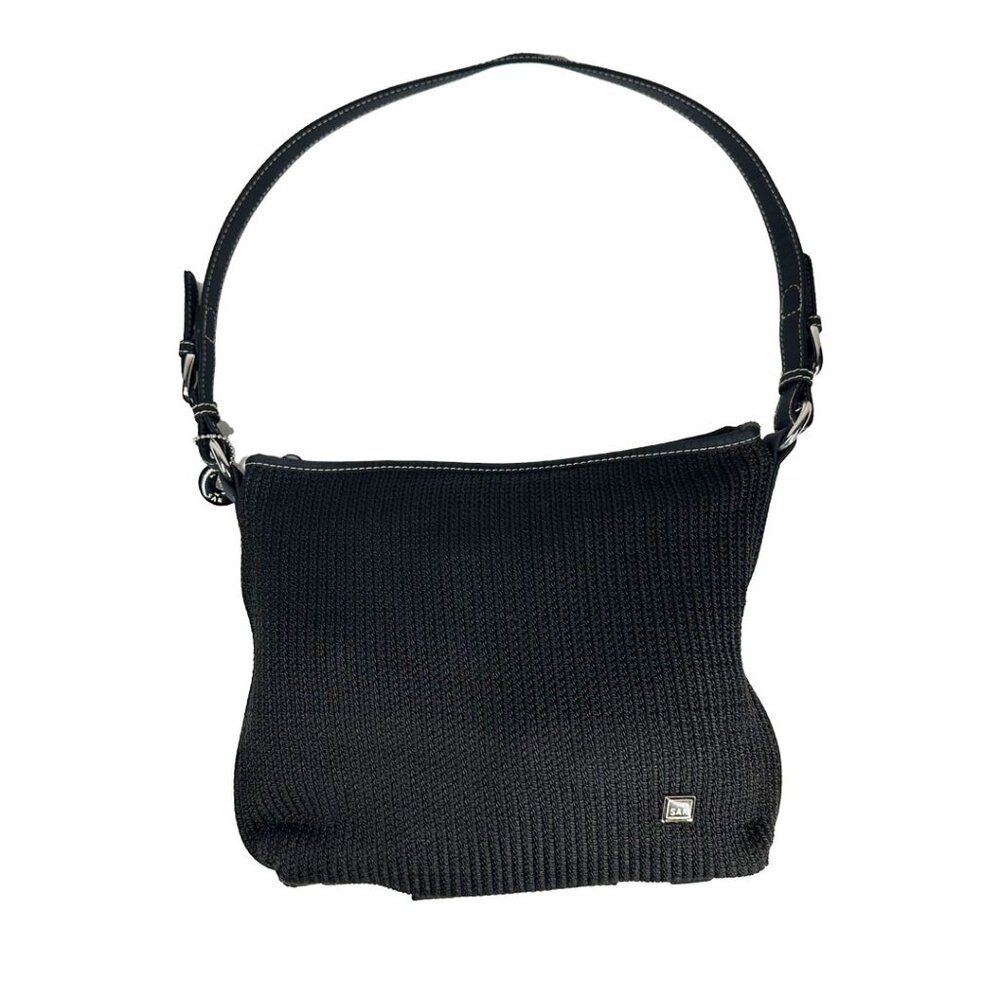 The Sak Black Crochet Shoulder Bag Purse Adjustable Strap Style 4521